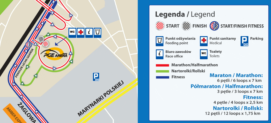 Mapka trasy półmaratonu na nartorolkach